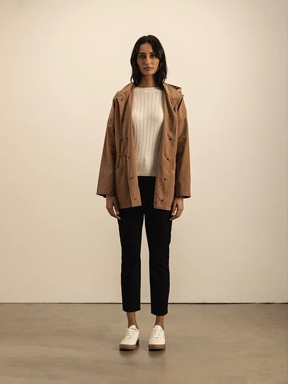 Polo Jacket Ladies Long Sleeve Parka Jacket Camel (7289773162585)