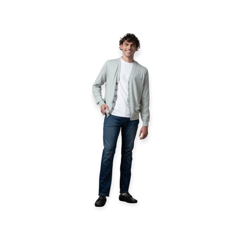 Polo Jersey S Polo Men's Long Sleeve Plain Gardigan Grey Melange