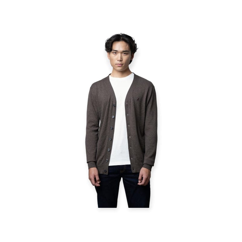 Polo Jersey S Polo Mens Long Sleeve Plain Gardigan Chocolate