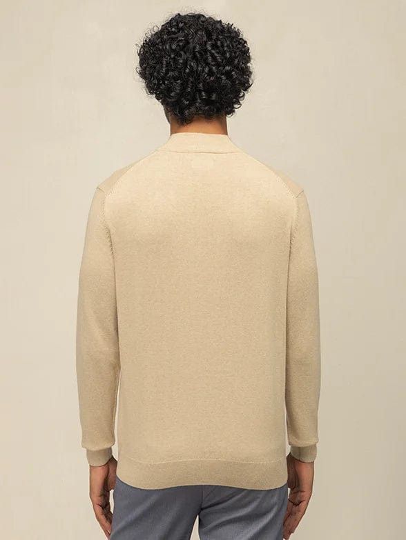 Polo Knitwear Polo Mens Long Sleeve High Collar Knitwear Taupe