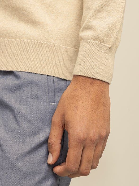 Polo Knitwear Polo Mens Long Sleeve High Collar Knitwear Taupe