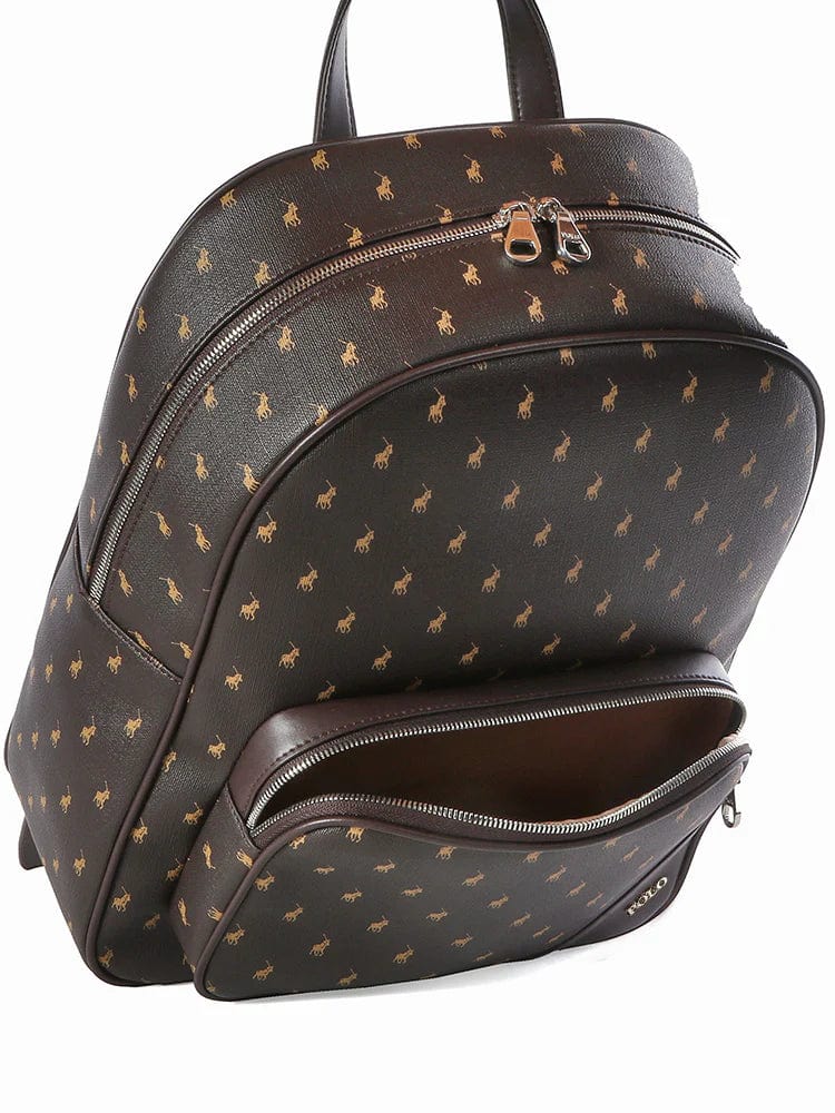 polo Ladies Backpack Brown Polo Women's Signature Travel Backpack (7712075219033)