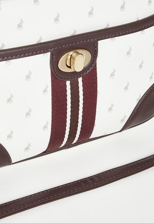 Polo Ladies Handbags Polo Oxford Crossbody Bag - White & Burgundy