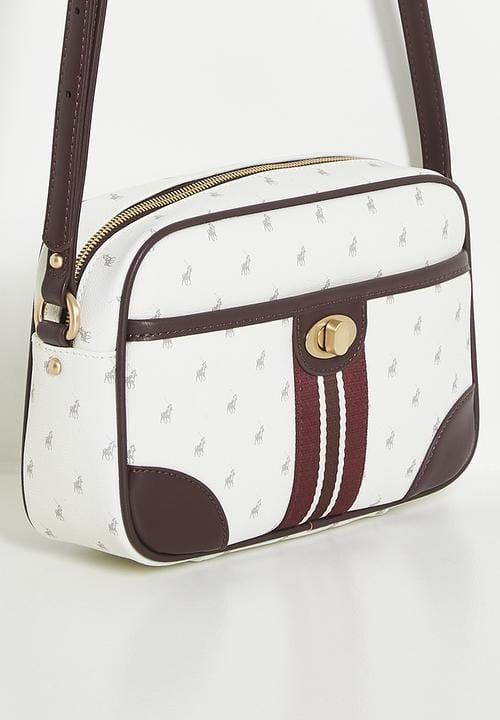 Polo Ladies Handbags Polo Oxford Crossbody Bag - White & Burgundy