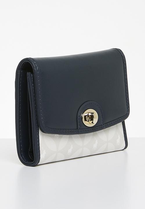 Polo Ladies Handbags Polo Preston Compact Trifold Purse Bag  Navy