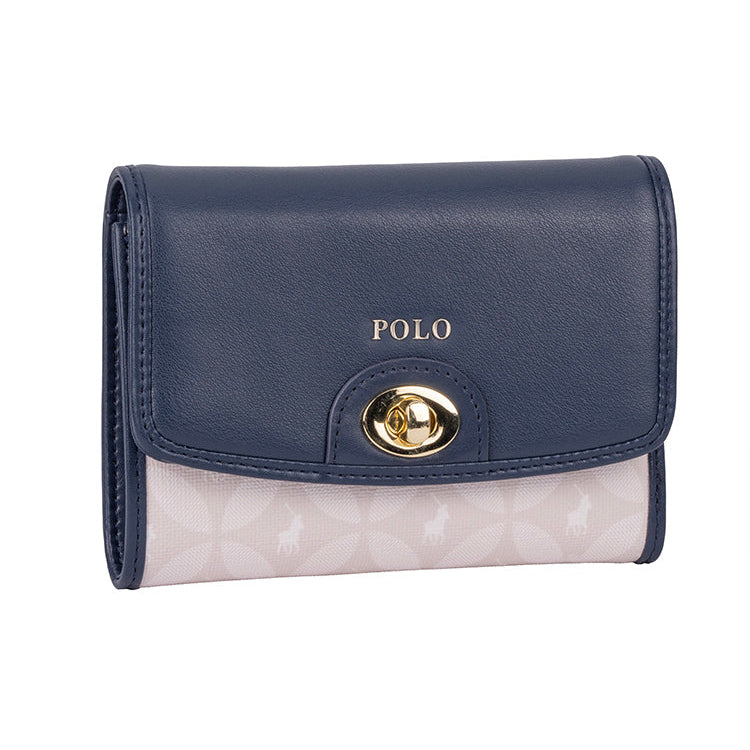 Polo Ladies Handbags Polo Preston Compact Trifold Purse Bag Navy POS494336
