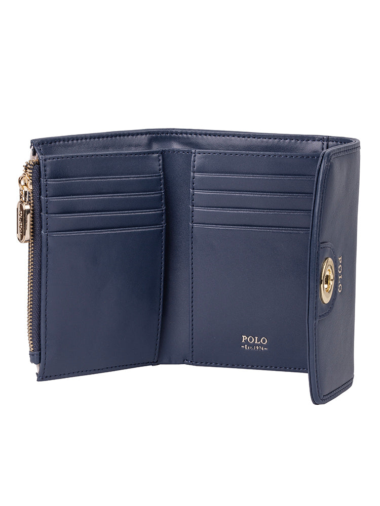 Polo Ladies Handbags Polo Preston Compact Trifold Purse Bag Navy POS494336