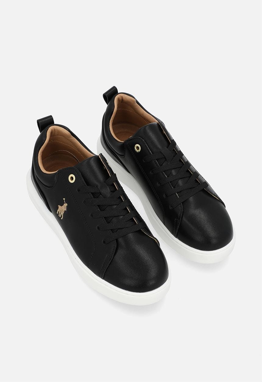 Polo Ladies Sneaker Polo Classic Leather Sneaker- Black & Gold 0072536