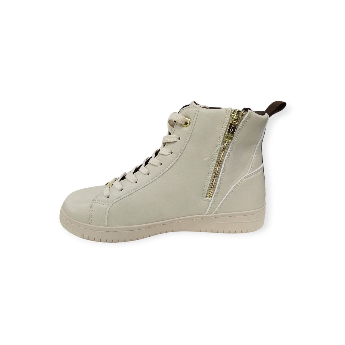 Polo Ladies Sneakers Polo Women's Tonal Lace Up Hi Top Sneaker Cream (7802265829465)