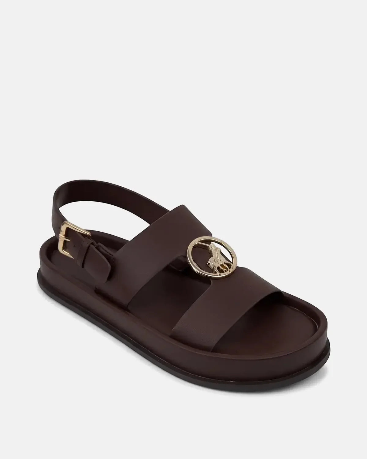 Polo Womens Moulded Trim Leather Sandals-Brown 0076253