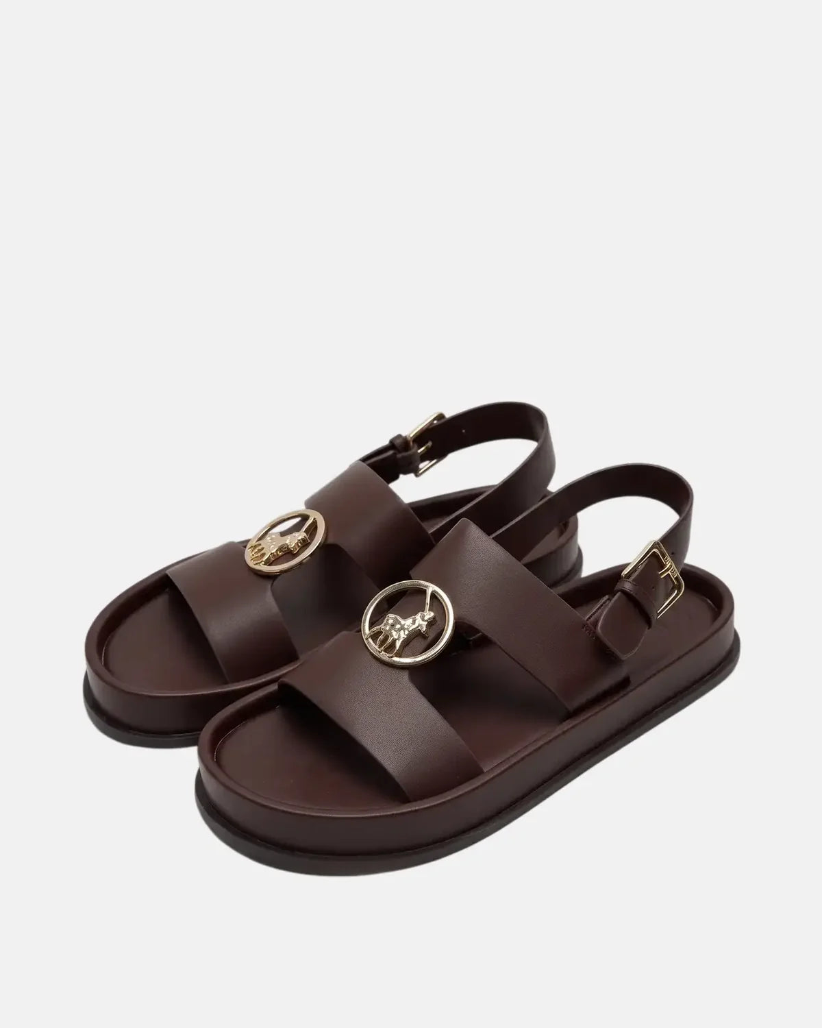 Polo Womens Moulded Trim Leather Sandals-Brown 0076253
