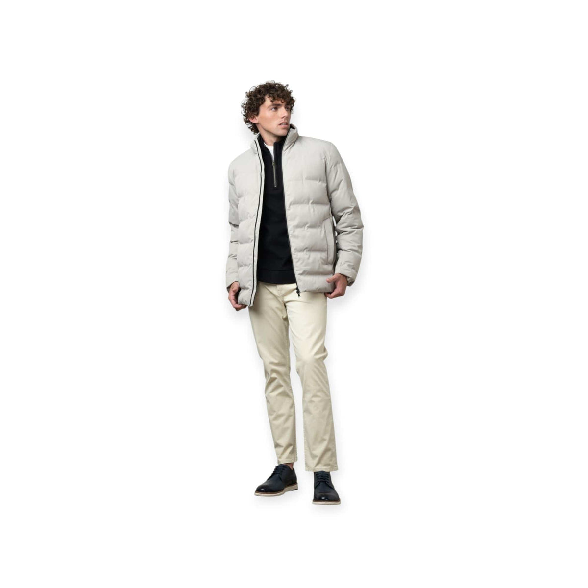 Polo Puffer Jacket Polo Mens Quilted Puffer Long Sleeve Jacket Grey