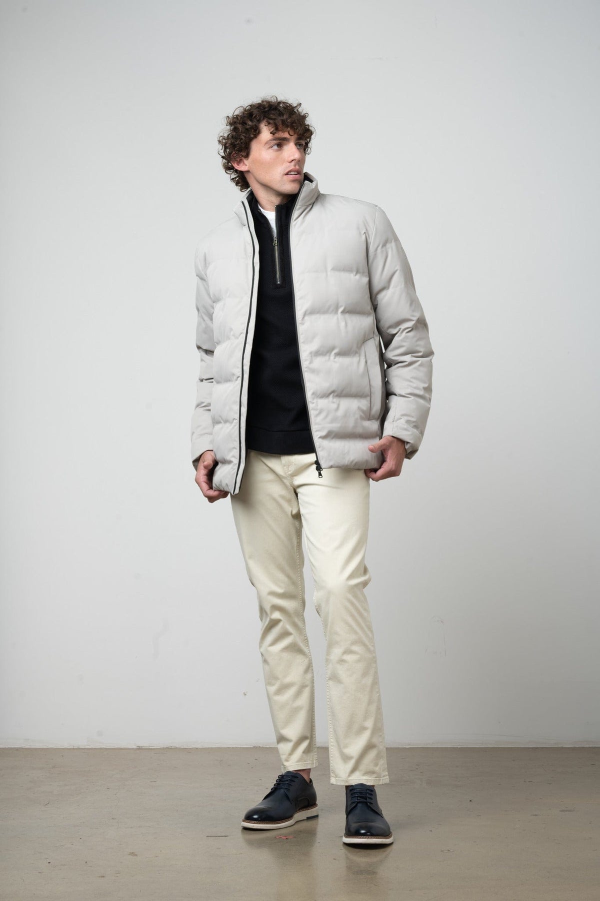 Polo Puffer Jacket Polo Mens Quilted Puffer Long Sleeve Jacket Grey