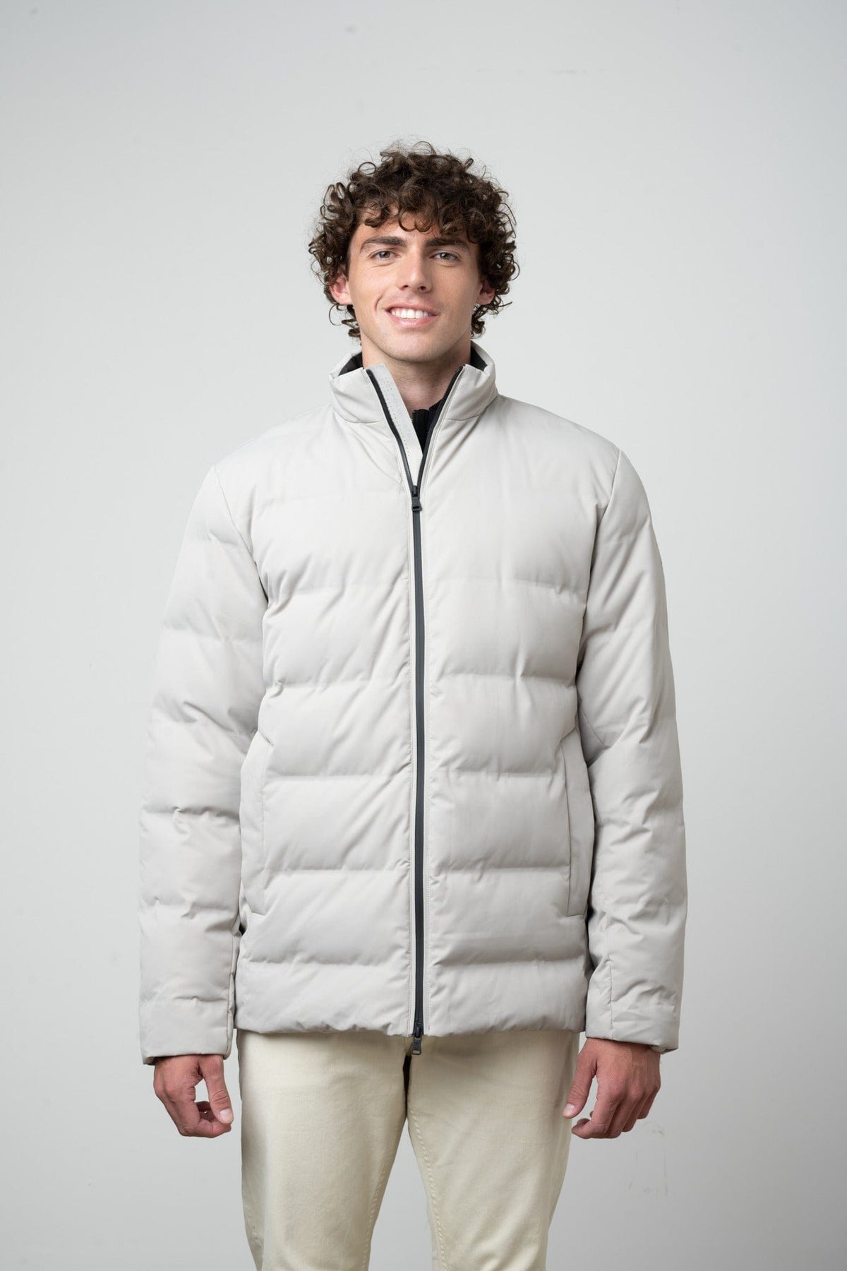 Polo Puffer Jacket Polo Mens Quilted Puffer Long Sleeve Jacket Grey