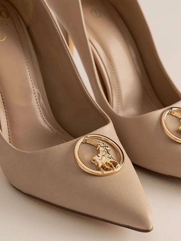 Polo Pump Heel Polo Ladies Circle Polo Trim  Pump Cream
