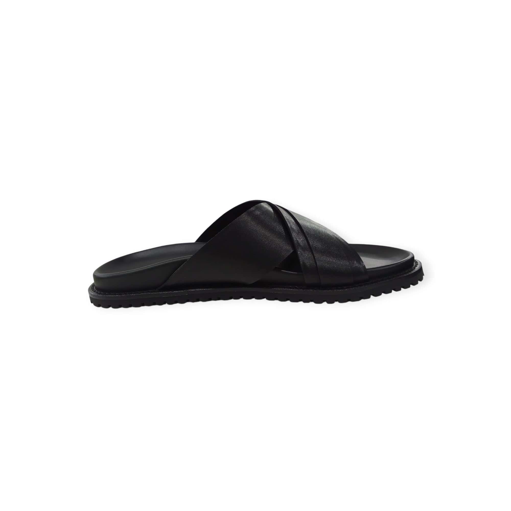 Polo Sandals Polo Men's Cross Over  PinPunch Leather Sandals Black (7809626308697)