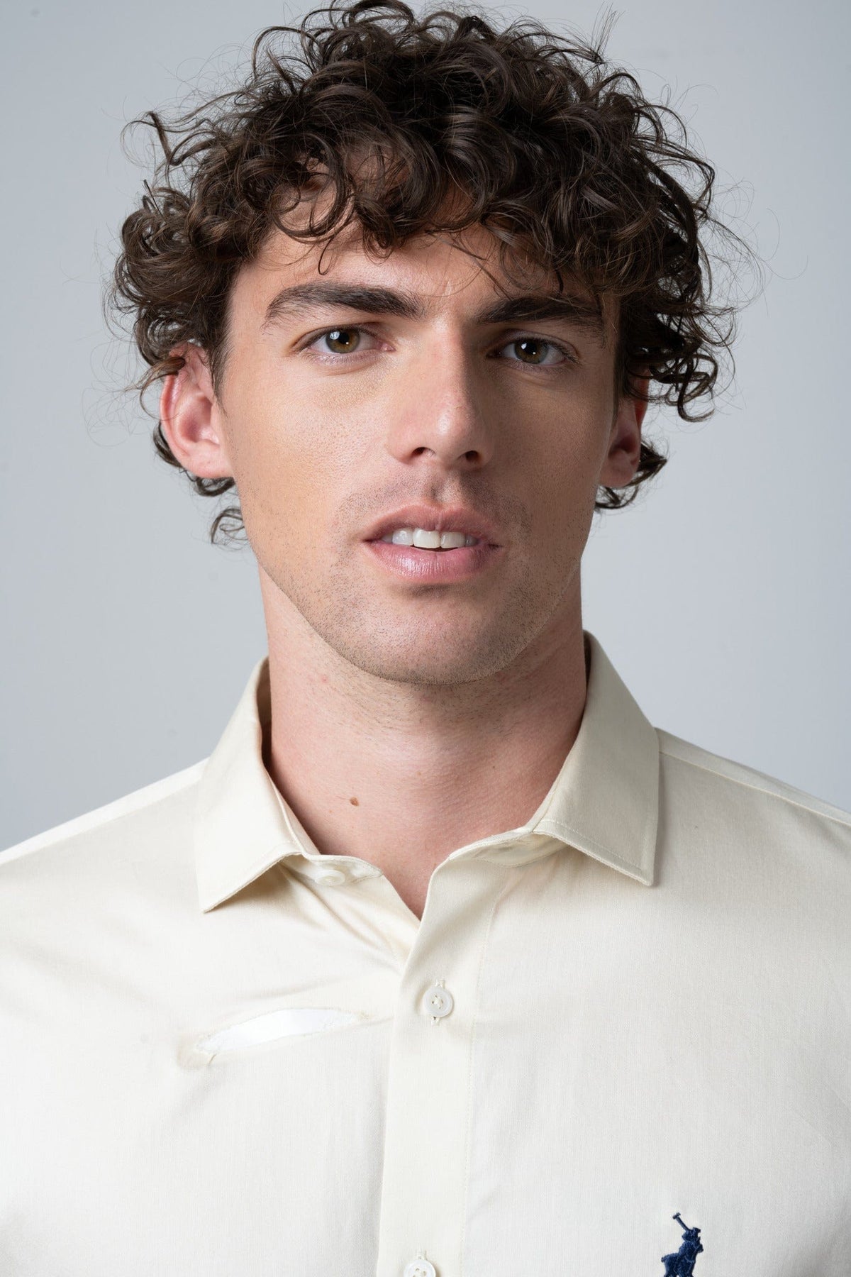 Polo shirt Polo Men's Essential Sateen Long Sleeve Shirt Stone