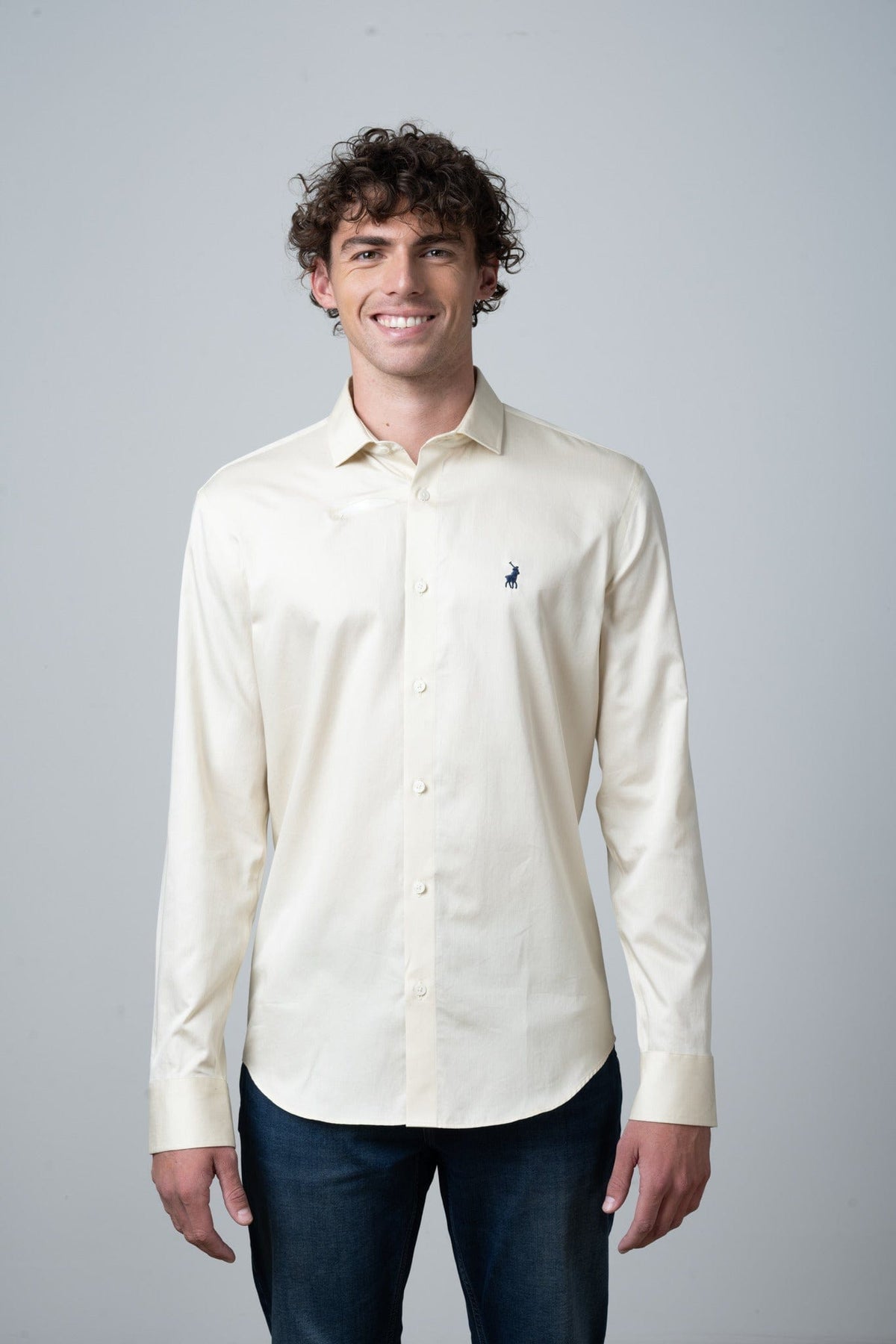 Polo shirt Polo Men's Essential Sateen Long Sleeve Shirt Stone