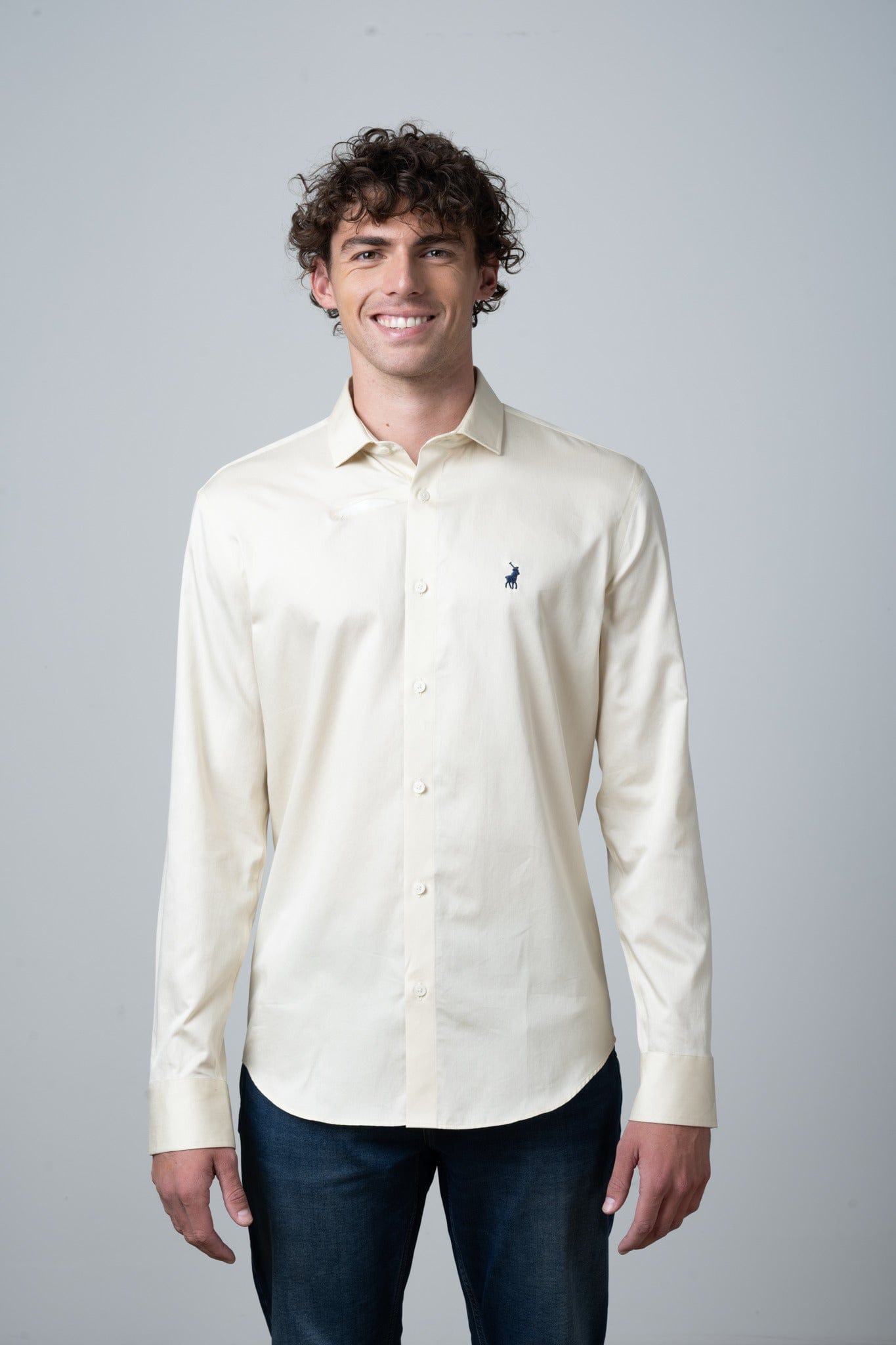 Polo shirt Polo Men's Essential Sateen Long Sleeve Shirt Stone