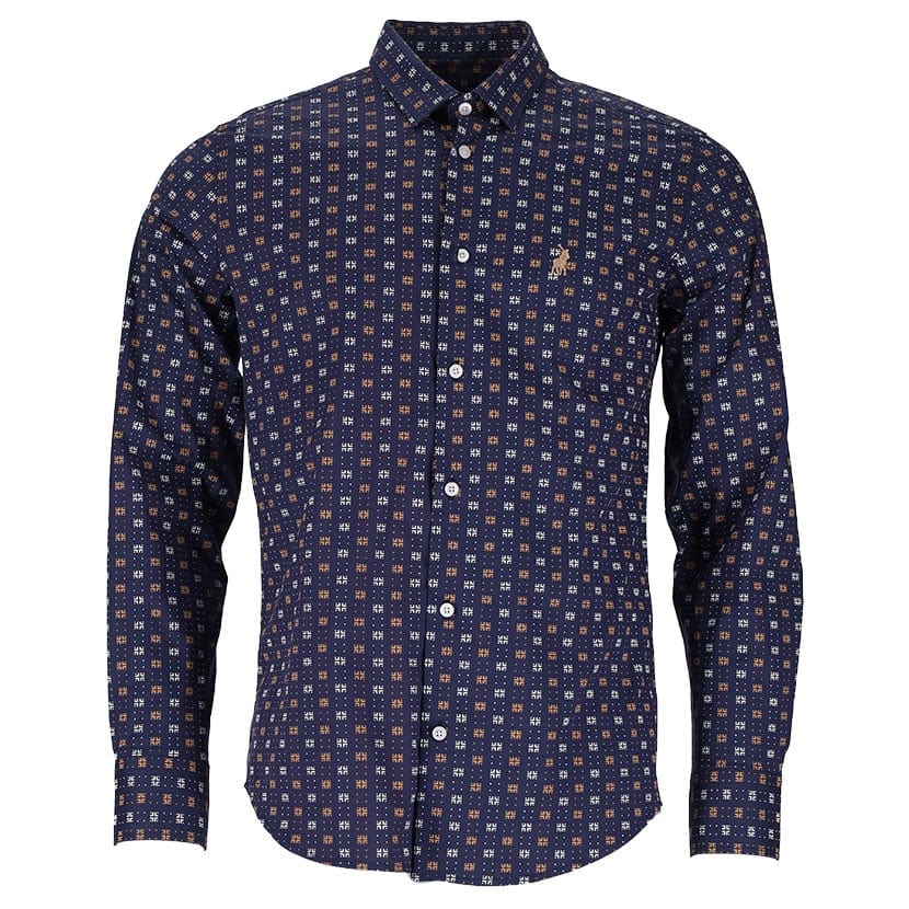 Polo shirt Polo Print Long Sleeve Mens Navy (7336403664985)