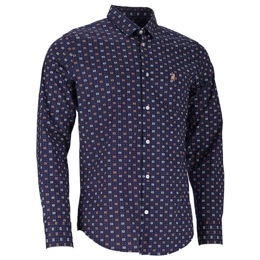 Polo shirt Polo Print Long Sleeve Mens Navy (7336403664985)