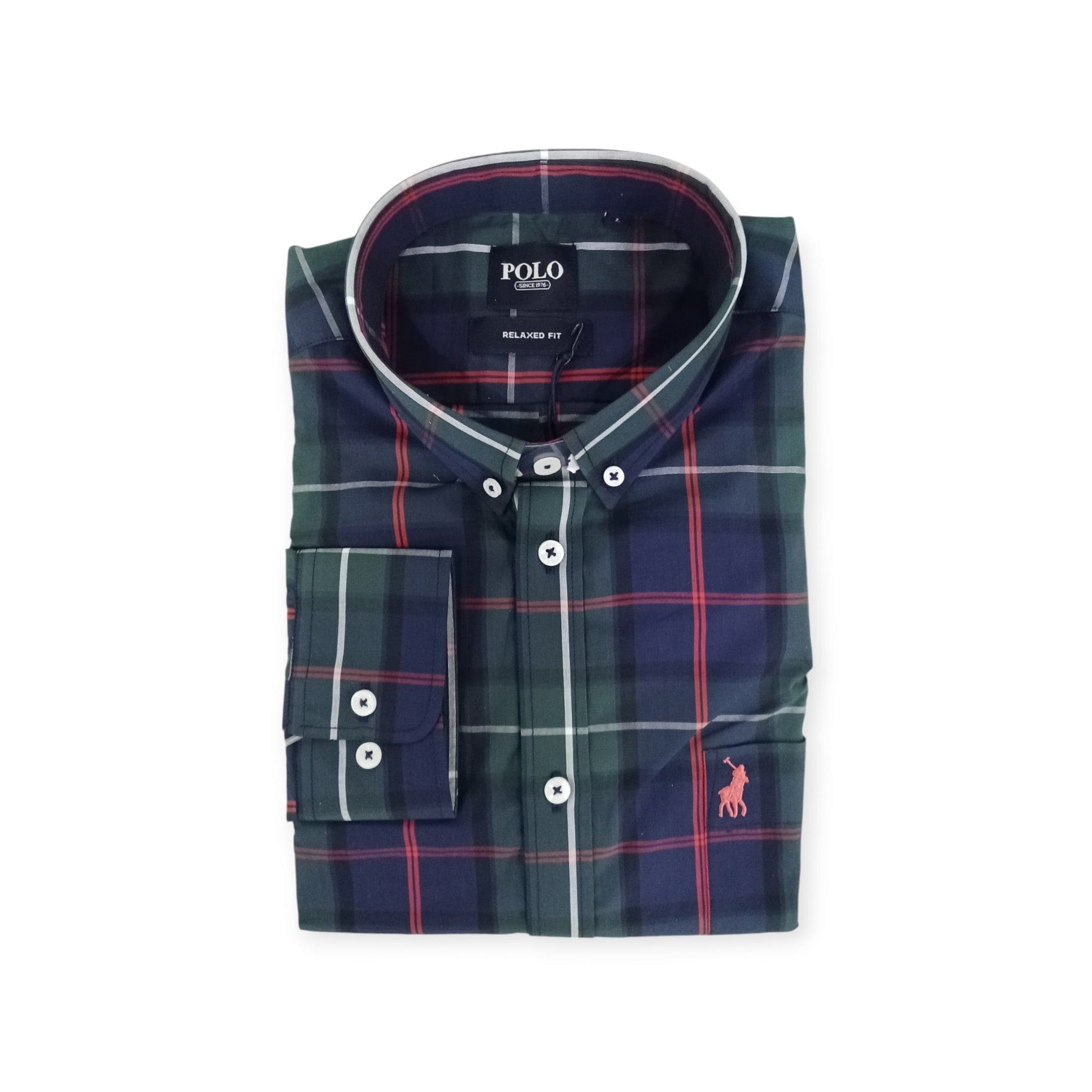 Polo Shirts Polo Men's Long Sleeve Bold Check Weekender Navy (7802223231065)