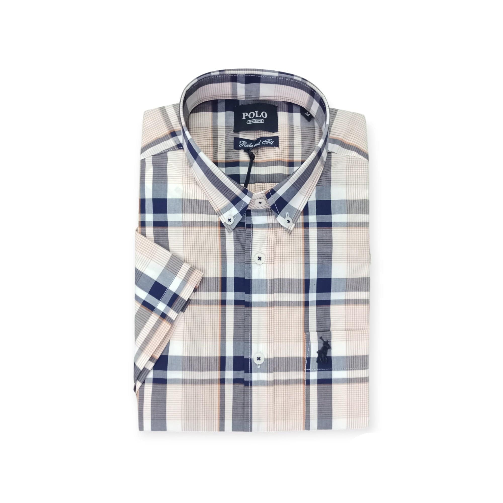 Polo Shirts Polo Men's Short Sleeve Bold Check Shirt Orange (7797776646233)