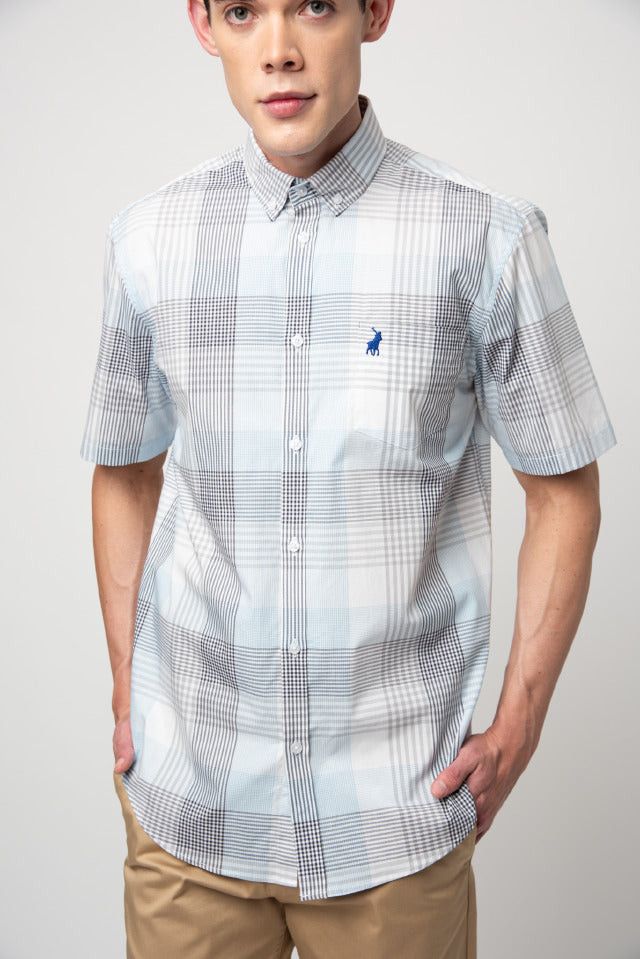 Polo Shirts Polo Men's Short Sleeve Textured Shirt Blue