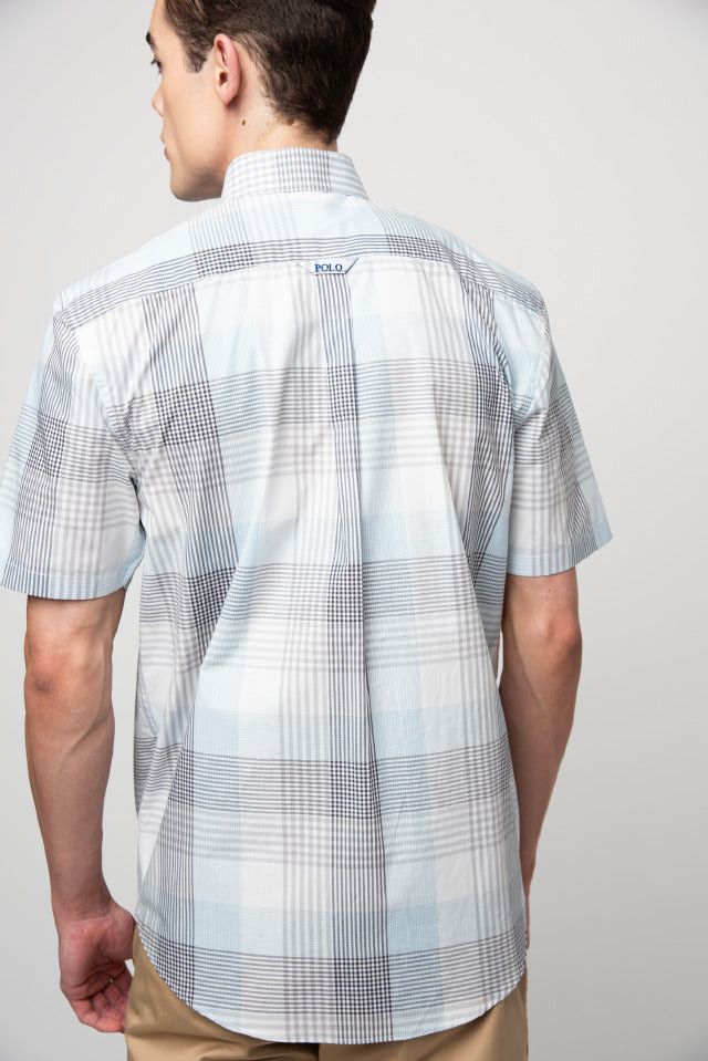 Polo Shirts Polo Men's Short Sleeve Textured Shirt Blue