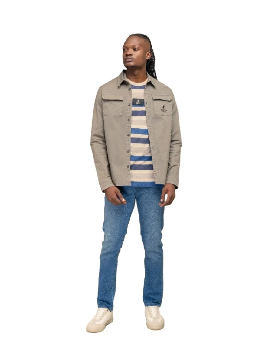 Polo Shirts Polo Mens Pjc Long Sleeve Overshirt Charcoal