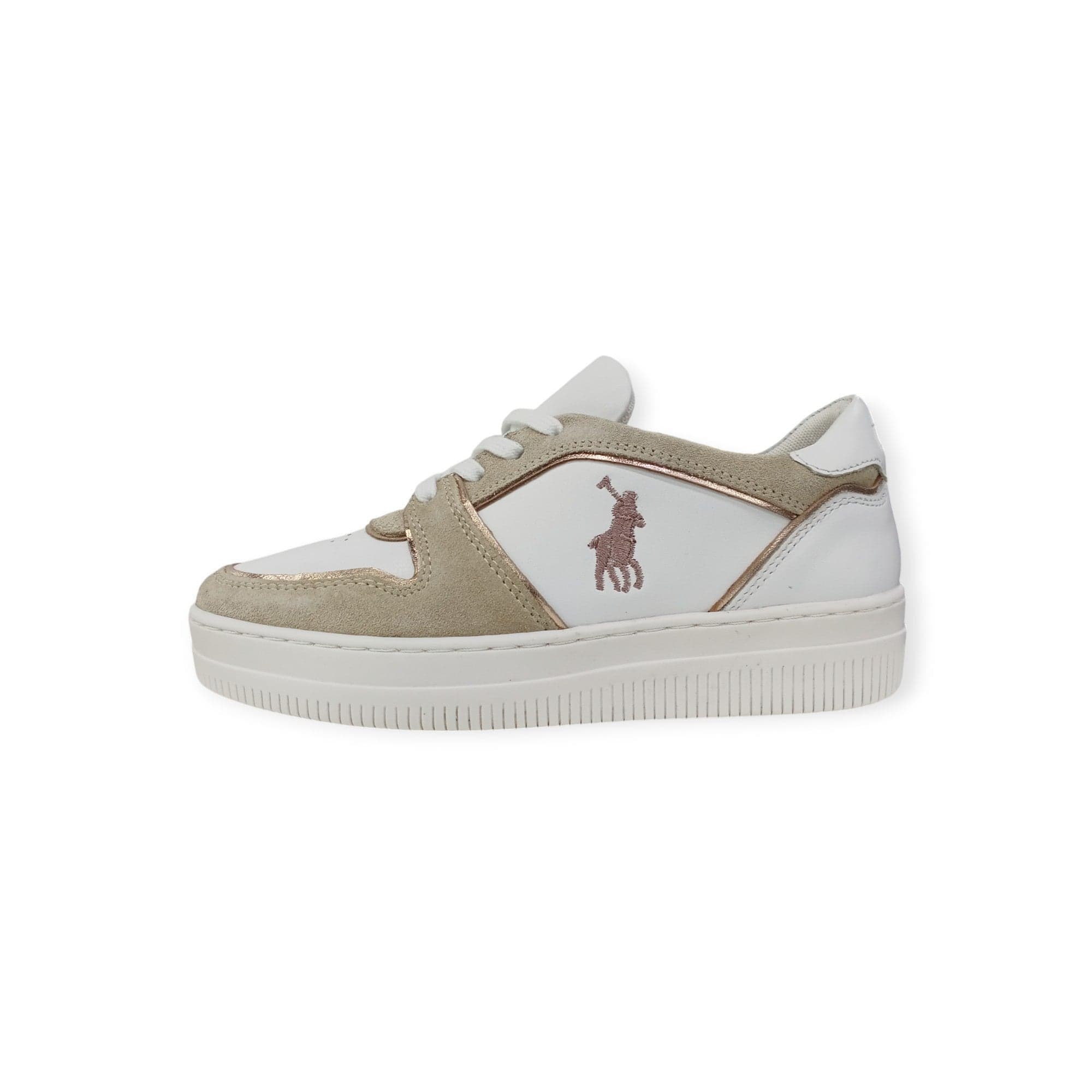 Polo Sneakers Polo Women's Gold Tipped Leather Platform Sneaker White/Gold (7809626701913)