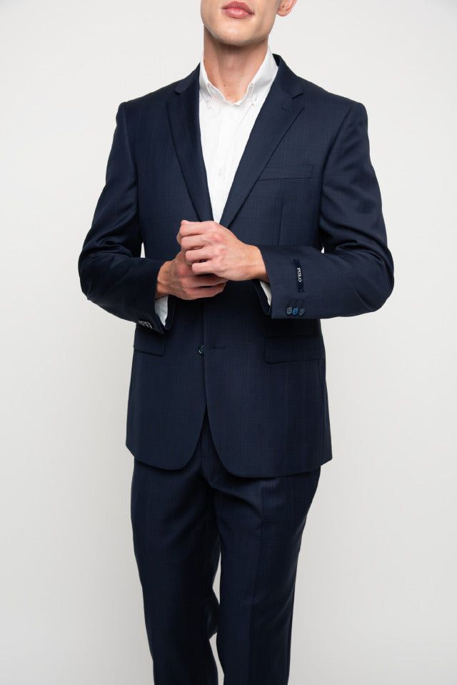 Polo Suits Polo Men's Custom Fit Check Suit Navy