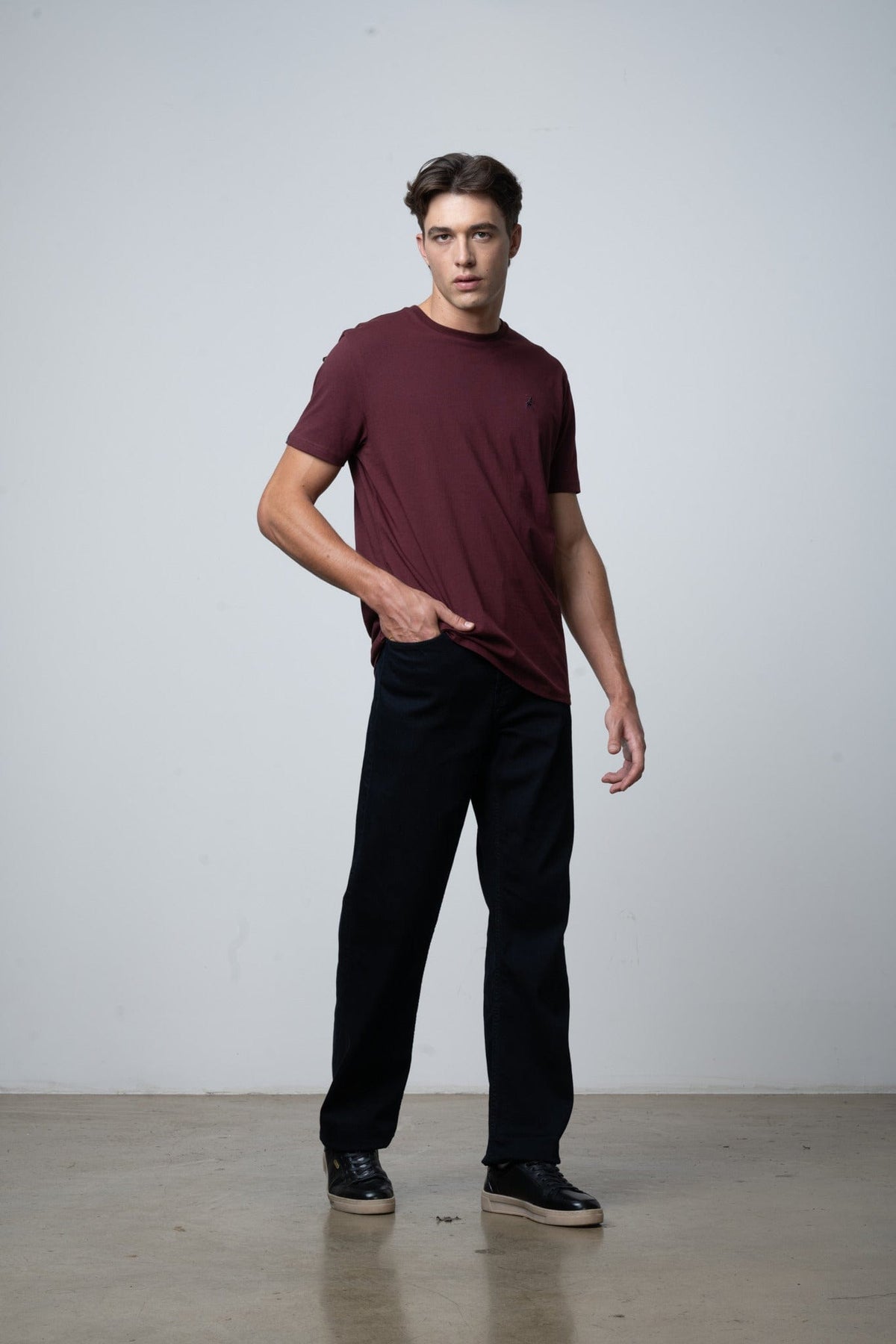 Polo T Shirt Polo Essential Crew Neck Short Sleeve Tee Burgundy