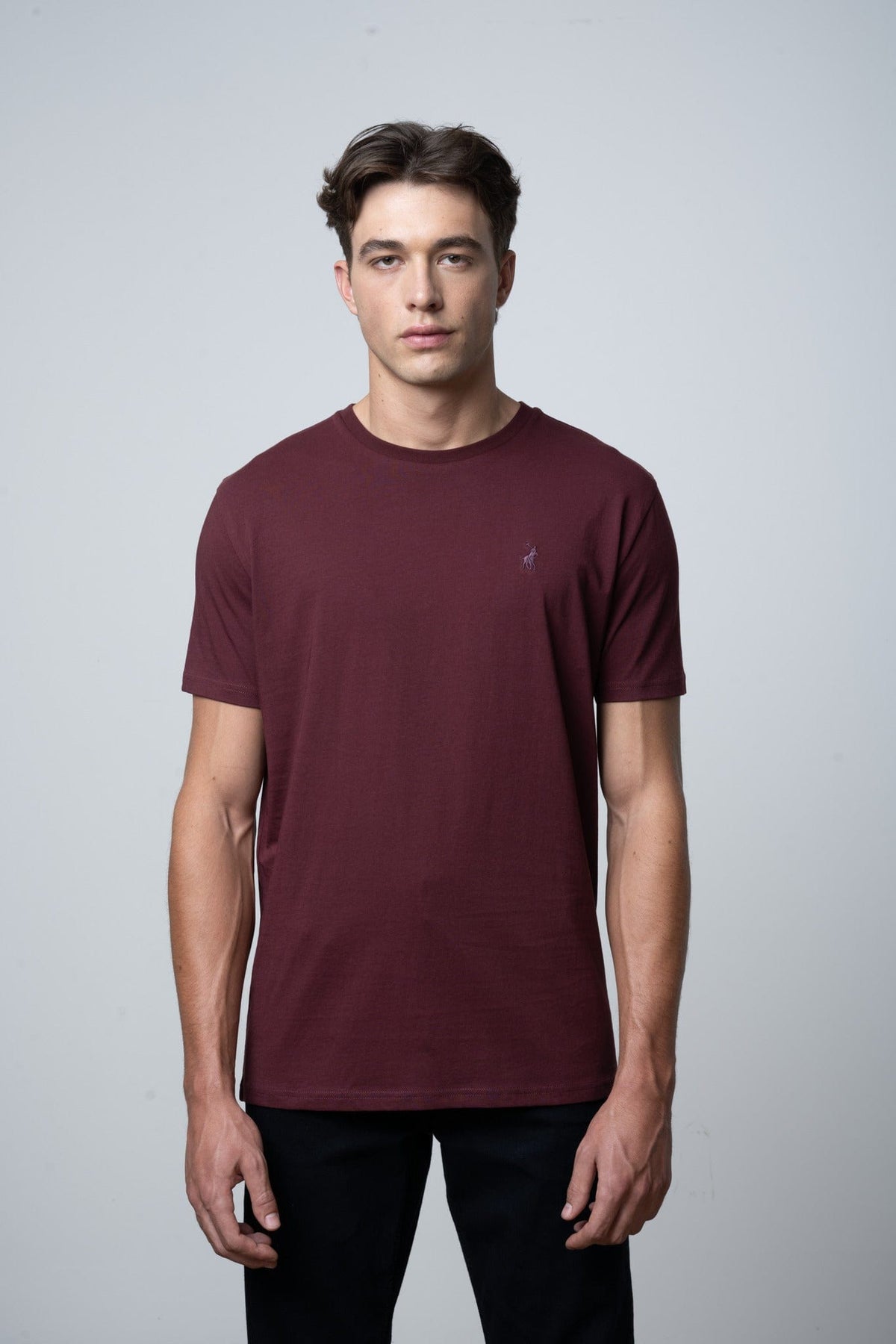 Polo T Shirt Polo Essential Crew Neck Short Sleeve Tee Burgundy