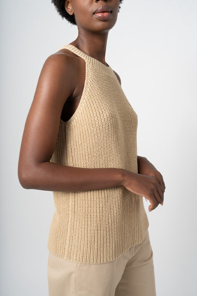 Polo T Shirt Polo Harlow SL Knitted  Halter Stone