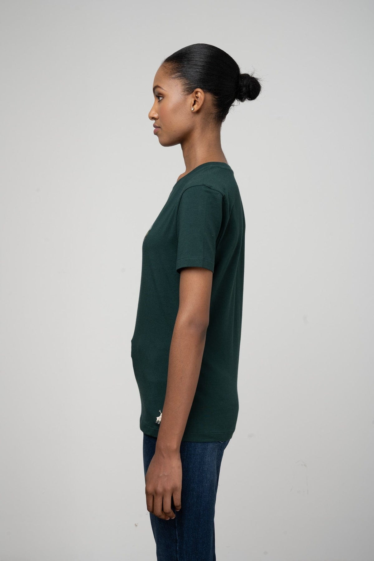 Polo T Shirt Polo Mbali Short Sleeve Sequin T Shirt Bottle Green