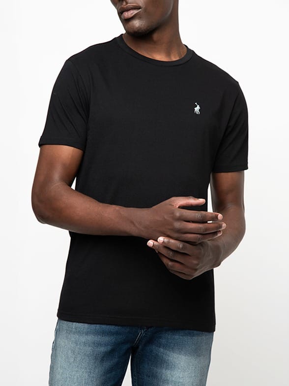 Polo T Shirt Polo Mens Lucas Crew Neck Short Sleeve T-shirt-Black 0006837