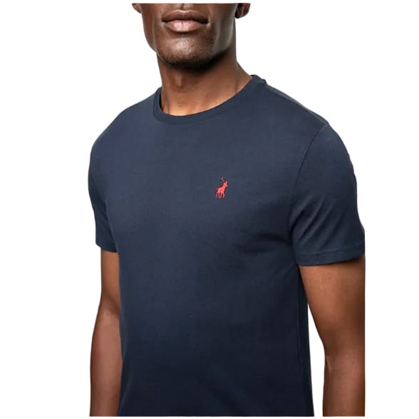 Polo T Shirt Polo Mens Lucas Crew Neck Short Sleeve T-shirt-Navy 0006835
