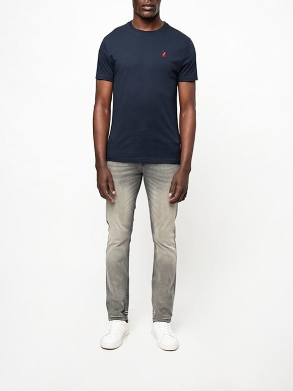 Polo T Shirt Polo Mens Lucas Crew Neck Short Sleeve T-shirt-Navy 0006835