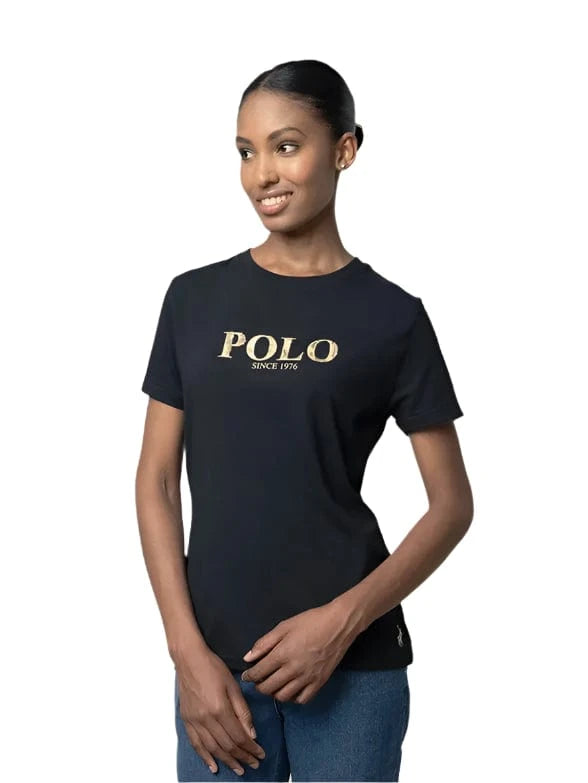 Polo T Shirt Polo Women Ash Short Sleeve Logo Tee Black