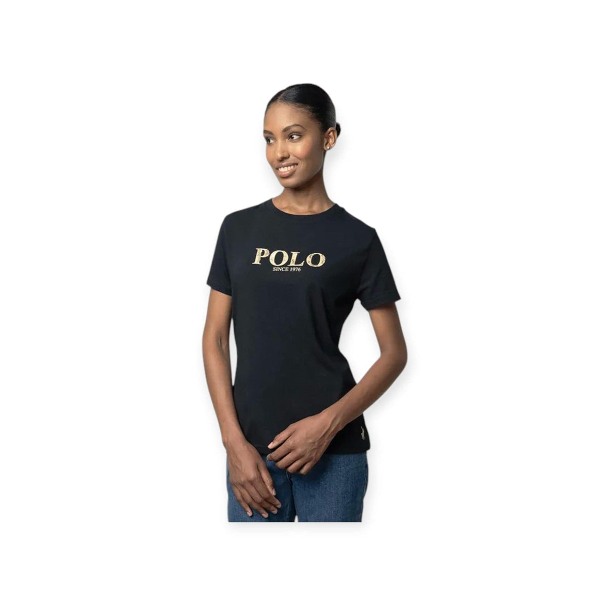 Polo T Shirt Polo Women Ash Short Sleeve Logo Tee Black
