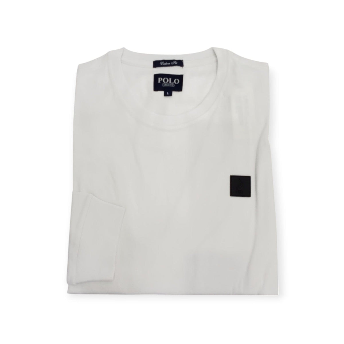 Polo T Shirt S Polo Men's Essential Crew Neck Long Sleeve Tee White