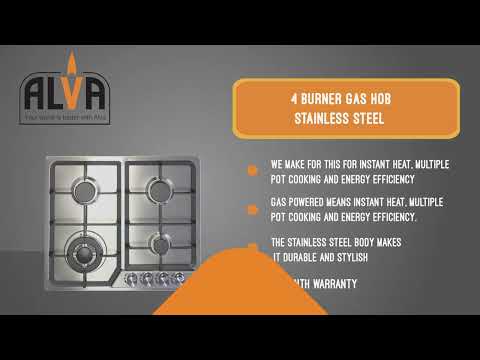 Alva 60 cm 4-Burner Gas Hob Stainless Steel GDH100