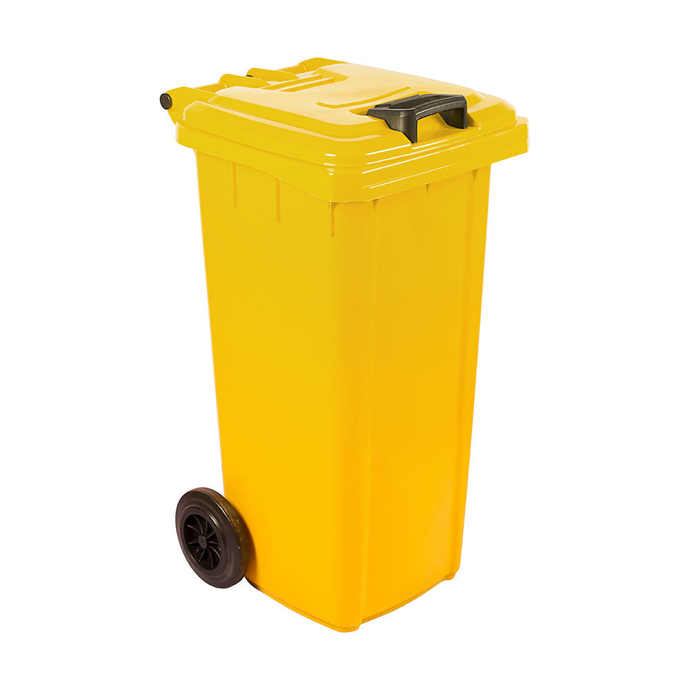 Pride DUST BIN Yellow Wheelie Recycled Plastic Bin 2 Wheel 120 Litre Assorted Colour P3745C