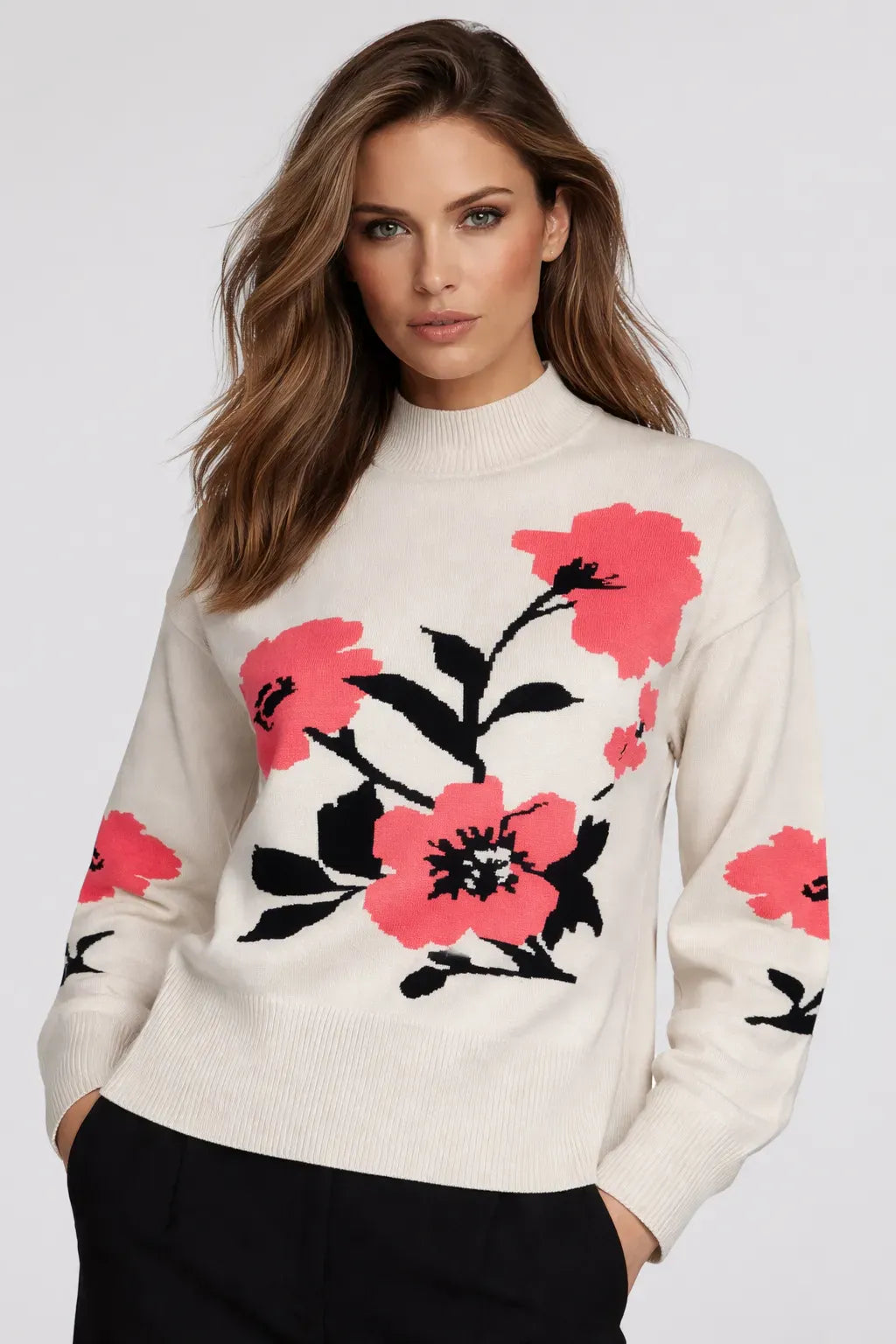Pringle Esme Floral Knit Jersey-Milk PR112177