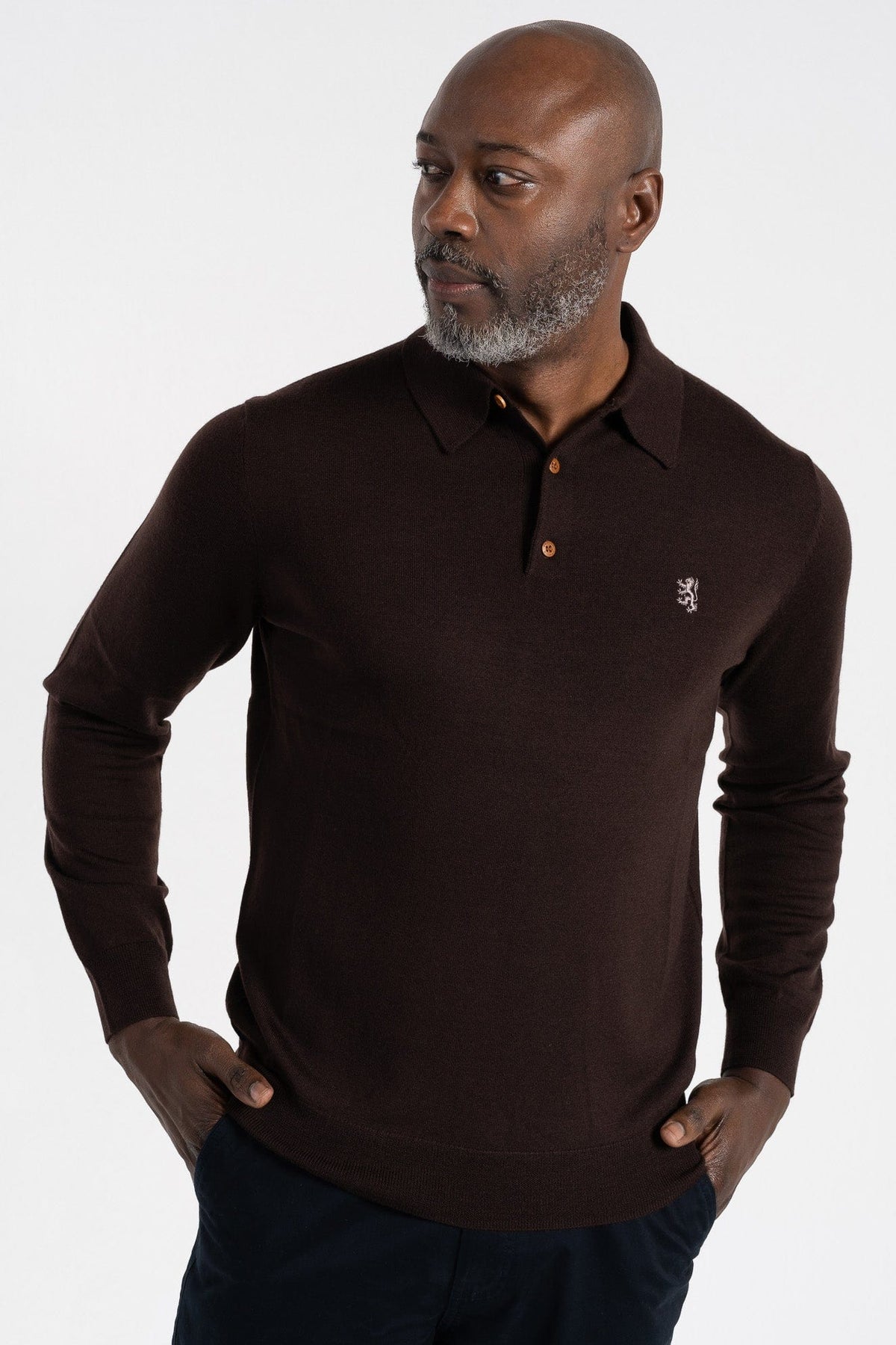 Pringle Golf T Shirt Pringle Gary Long Sleeve Knitwear Golfer Brown (7619471048793)