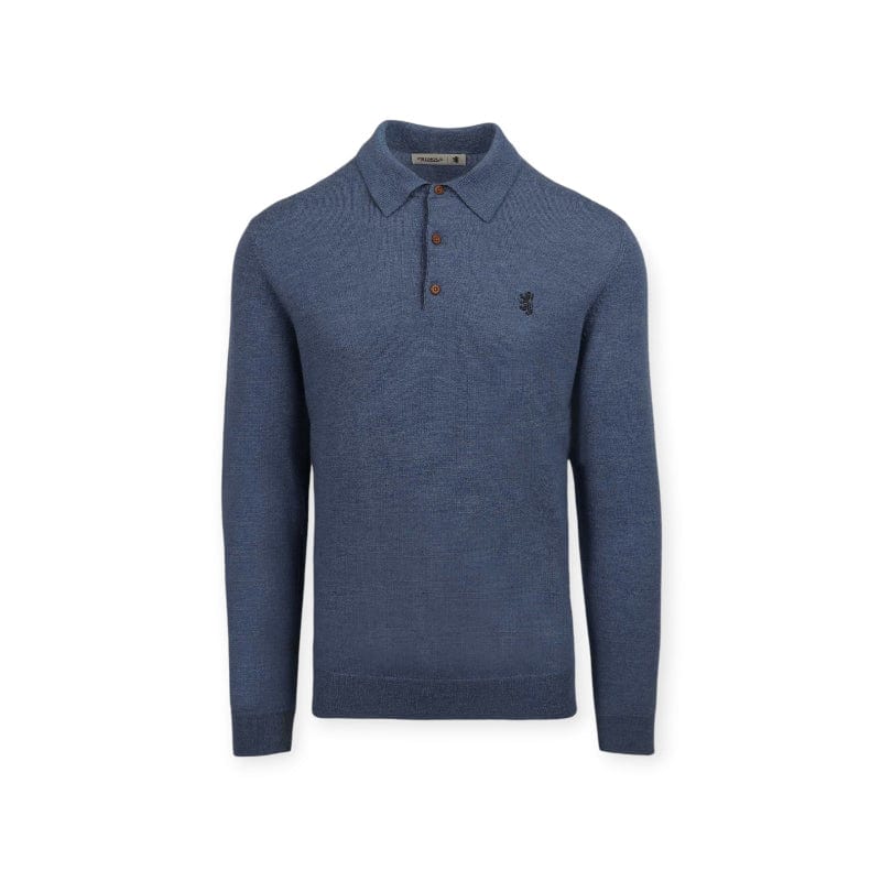 Pringle Golf T Shirt Pringle Gary Long Sleeve Merino Golfer Blue