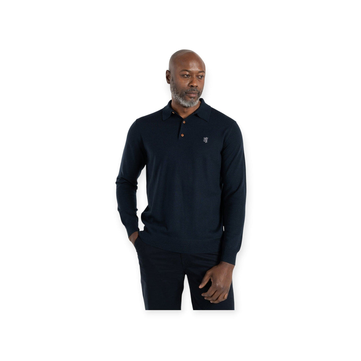 Pringle Golf T Shirt Pringle Gary Long Sleeve Merino Wool Golfer Navy