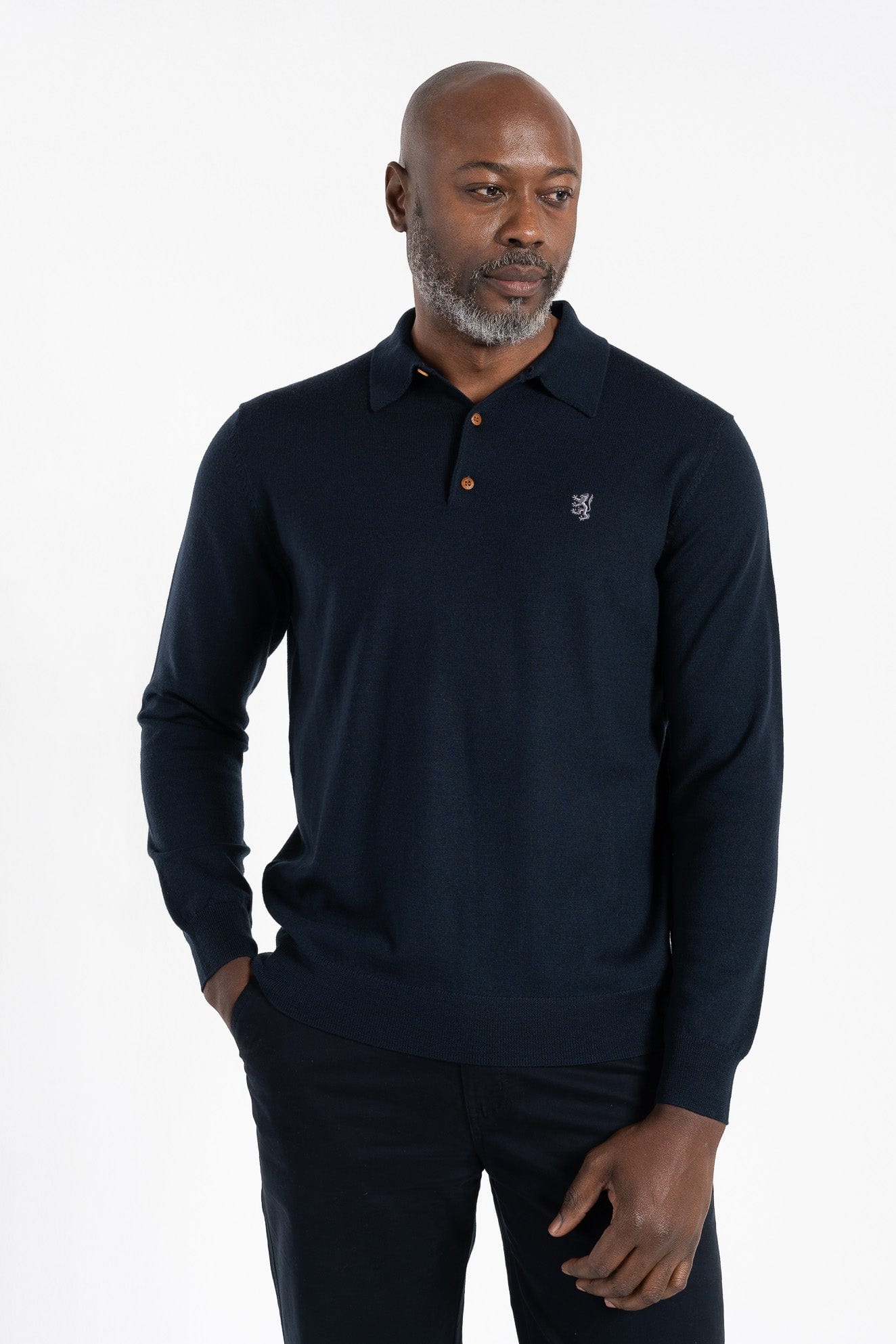 Pringle Golf T Shirt Pringle Gary Long Sleeve Merino Wool Golfer Navy