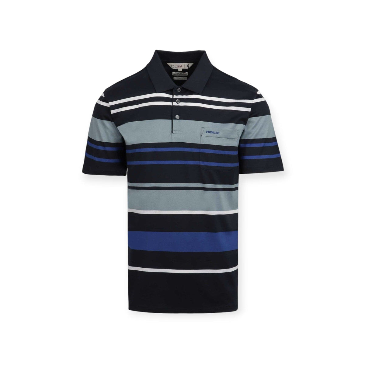 Pringle Golf T Shirt Pringle Michael Striped Mercerised Golfer Navy